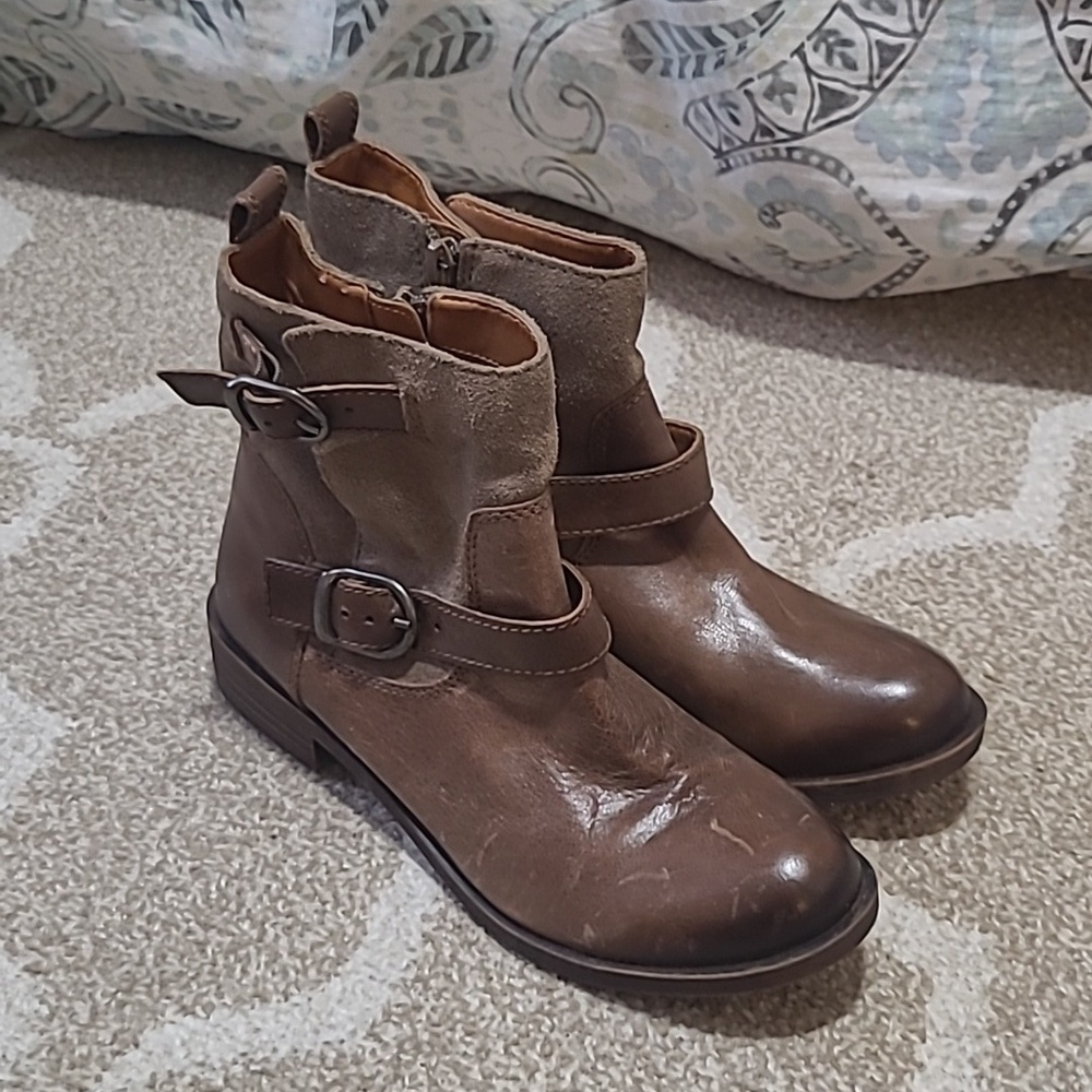 Lucky Brand Brown & Tan Ankle Moto Boots - Size 7